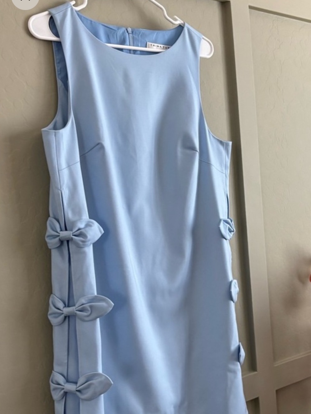 Trina Turk Arlette pastel blue mini dress w side bow details Sz 10 M